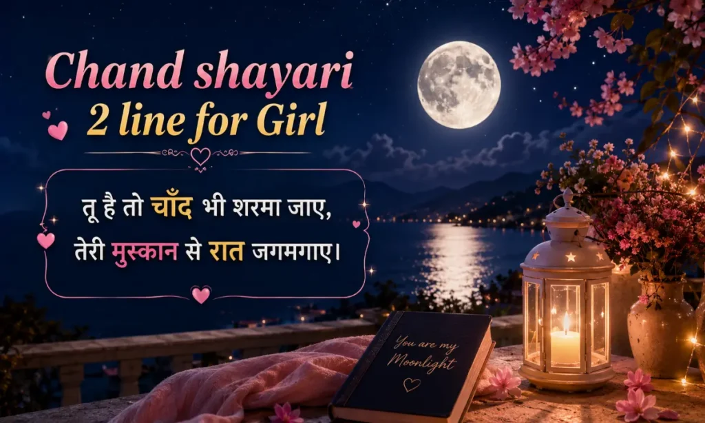 Chand shayari 2 line for Girl