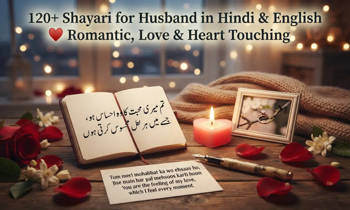120+ Shayari for Husband in Hindi & English ❤️ Romantic, Love & Heart Touching