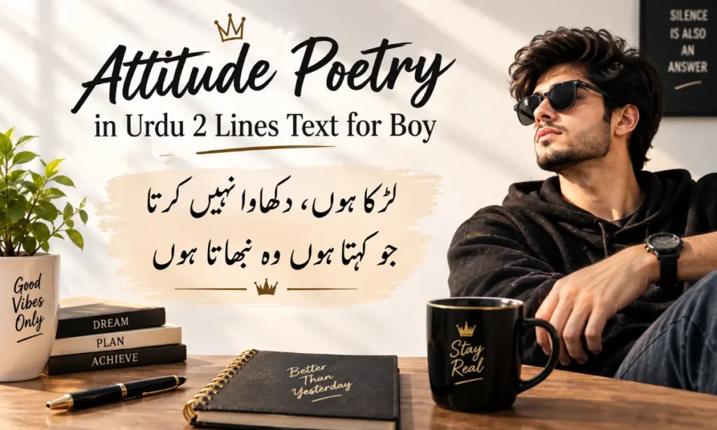 Attitude Poetry in Urdu 2 Lines Text for Boy