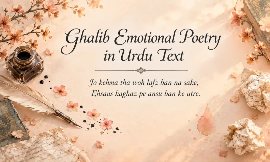 Ghalib Emotional Poetry in Urdu Text