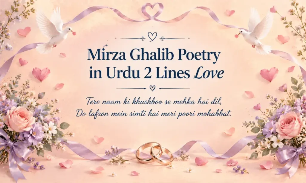 Mirza Ghalib Poetry in Urdu 2 Lines Love