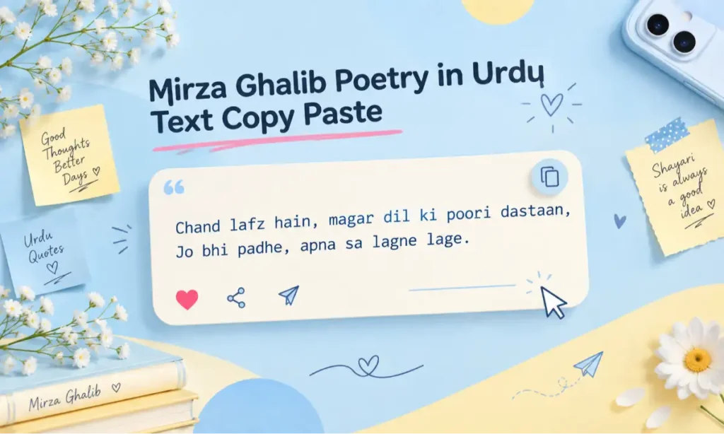 Mirza Ghalib Poetry in Urdu Text Copy Paste