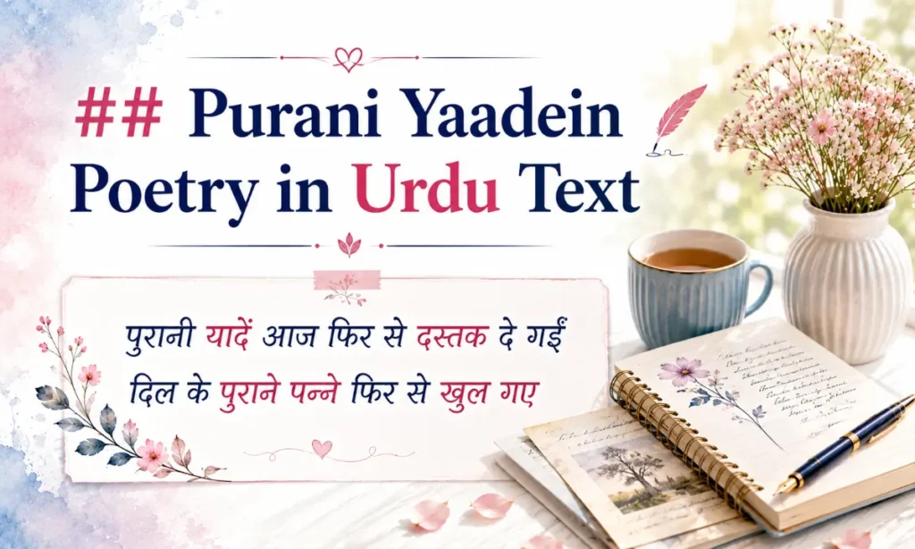 Purani Yaadein Poetry in Urdu Text