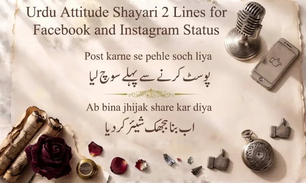 Urdu Attitude Shayari 2 Lines for Facebook and Instagram Status