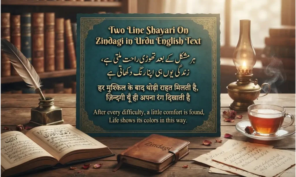two line shayari on zindgi in urdu english text