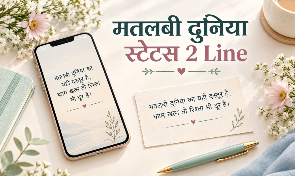 मतलबी दुनिया स्टेटस 2 Line