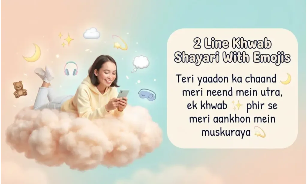 2 Line Khwab Shayari With Emojis